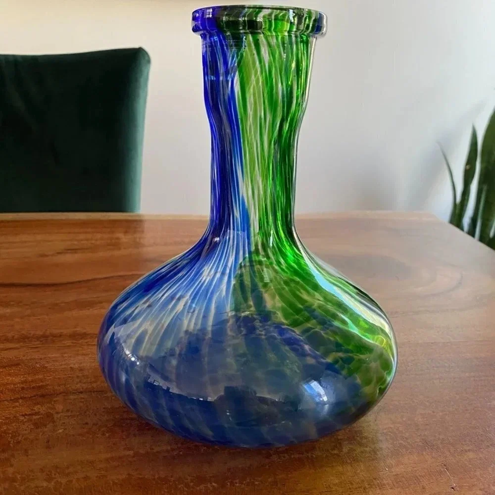 Blue Green Art Glass Decorative Vase